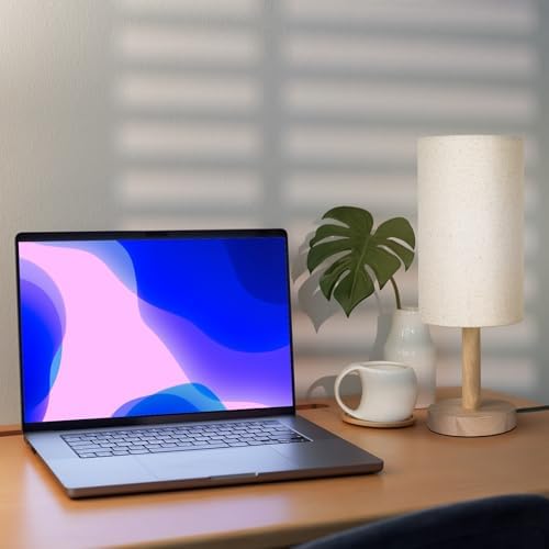 LALISU Small Table Lamp，Nightstand Lamp Wood Base Bedside Lamp Plug in - Image 2