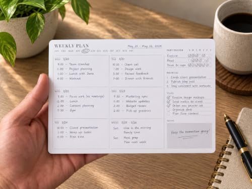 Minimalist Weekly Planner Desk Set – Solid Black Walnut Stand with Pen Tray, Double-Sided Planner & To-Do Cards (Weekly Planner Cards (50 Cards)) - Image 3