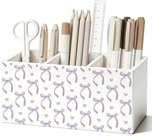 Purple Bow Pen Pencil Holder for Office Desk Accessories Decor by Unknown