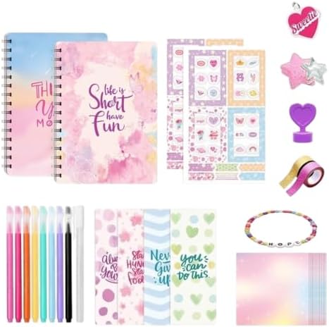 Journal Kit with Notebook Washi Tape Stickers,DIY Scrapbook Supplies Set (Muticolor C) by Unknown
