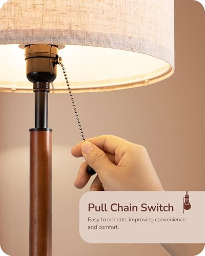EDISHINE Mid Century Table Lamp Set of 2, Pull Chain Switch, Metal Base - Image 2