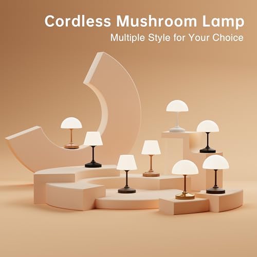 Dawnwake Mushroom Lamp Cordless Lamp Table Lamp,Outdoor Waterproof Shower Lamps,5000mAh Rechargeble Battery Operated Dimmable Touch Desk Lamps,LED Night Light for Bathroom Patio Camping Outdoor(White) - Image 7