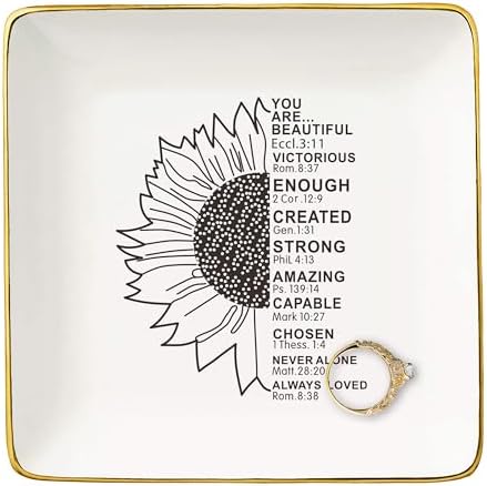 Mother's Day,Birthday,Graduation,New Year Christmas Gift for Woman,Christian Scripture Religious Bible Verse Gifts,Affirmations Inspirational Reminder Present,Jewelry Tray Trinket Holder Ring Dish by NZY