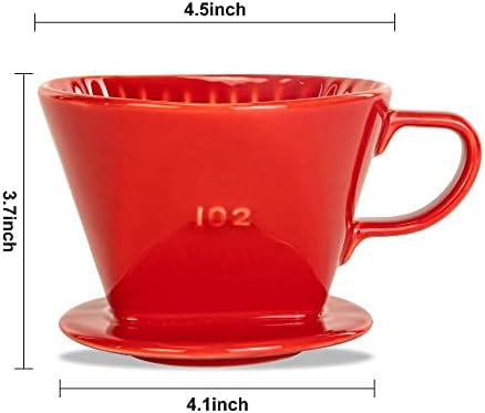 Pour Over Ceramic, Coffee Dripper Ceramic Coffee Maker,Red - Image 6