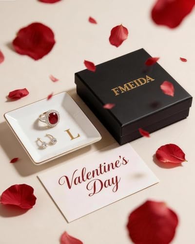 Fmeida Personalized Jewelry Dish Tray with Initial, Gifts for Women Bride - Image 7