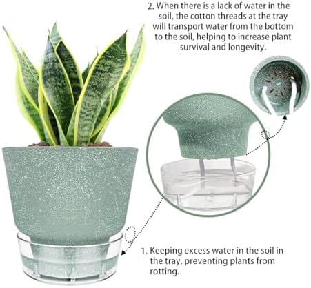 Self Watering Pots for Indoor Plants, with Visible Reservoir, 6 inch Plant Pot with Wick Rope Planter Pot for Indoor Outdoor Plants (Frosted Brick Red) - Image 5