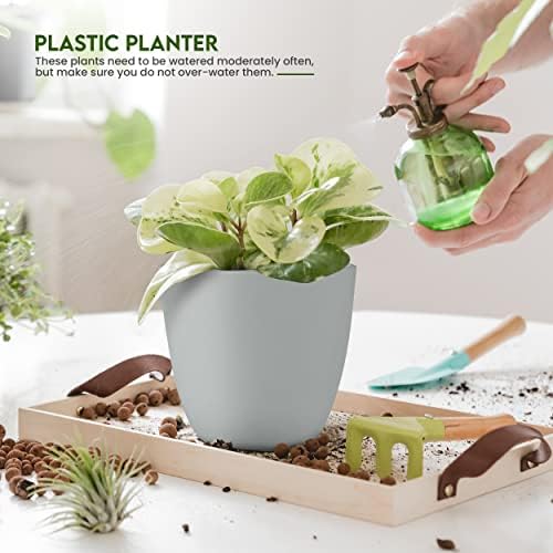 Plant Pots Indoor with Drainage, 5 Pack Multi-Size Planters Set, Grey - Image 6