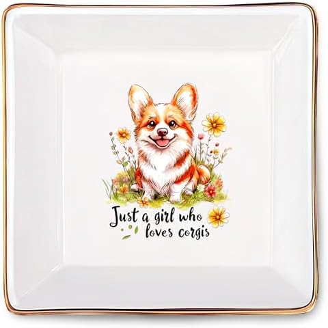 Corgi Jewelry Ring Holder Dish Tray, Gifts For Women Teens Girls, Corgi Lovers Themed Stuff Things Decor Merch Home Room Ring Earrings Necklace Organizer Holder! by BJDAMAIGIFTSFORGIRLSKIDS