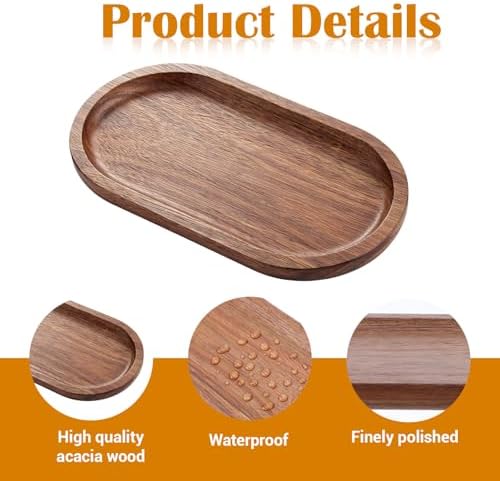 6 Pcs Small Acacia Wood Serving Trays – 7.5” x 4.1” Mini Wooden Platters, Rustic Farmhouse Vanity Organizer for Bathroom Counter, Coffee Bar, Jewelry, Appetizer, Charcuterie Board Set - Image 3