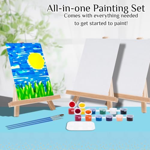 12 Pack 5 x 7In Canvas Painting Kit with Easels Acrylic Paints - Image 5