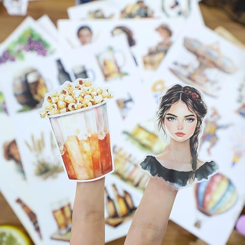 Snycler Sticker Book - 20 Sheets Vintage PET Stickers for Scrapbooking, Junk Journaling, Ephemera, and Decorative Crafts-Bubbly Feast - Image 5