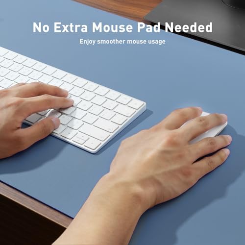 Aothia Faux Leather Desk Mat - Non-Slip PU Leather Desk Blotter, Waterproof Writing Surface, Large Desk Pad for Office & Home (Denim Blue, 55" x 24") - Image 3