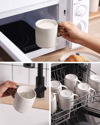 famiware Coffee Mug Set of 6, Star 12 oz Ceramic Mugs Cups Set with Handle - Image 3
