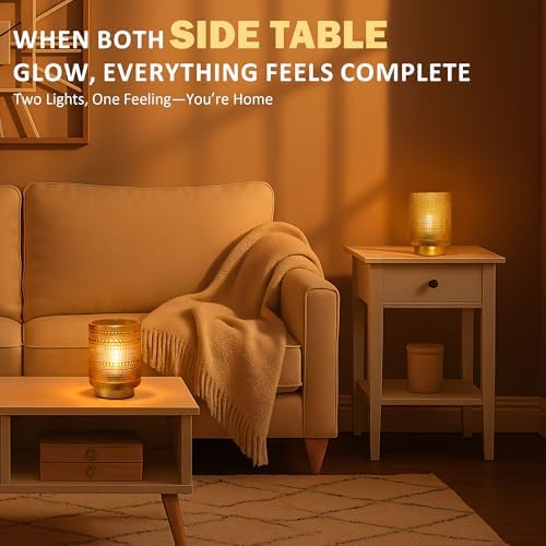 2 Pack Battery Operated Decorative Aesthetic Lamp with Timer for Bedside,Small Cordless Table Lamps with LED Warm Bulb for Bookshelf/Entryway/Nightstand/Dorm/Coffee Table/Office Cubicle Decor(Golden) - Image 2