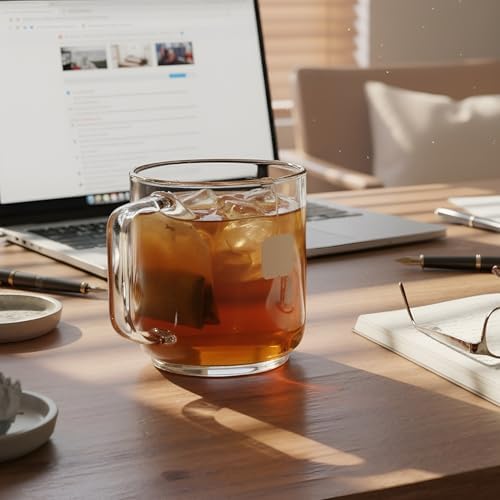 Aquach 22oz Glass Mugs Set of 2, Extra-Large Borosilicate Coffee Tea Cups - Image 2