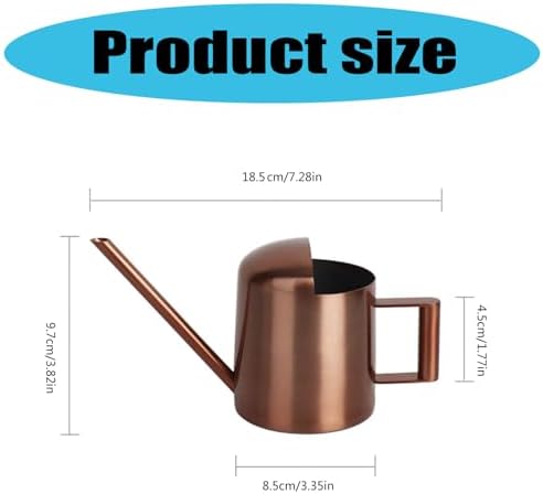 Watering Can for Indoor Plants, Small Watering Cans Sprinkling Pot for Greenhouse Garden Flower Plants, Stainless Steel Long Spout Water Can for Outdoor Watering Plants, 300ML/0.08 Gallon (Copper) - Image 7