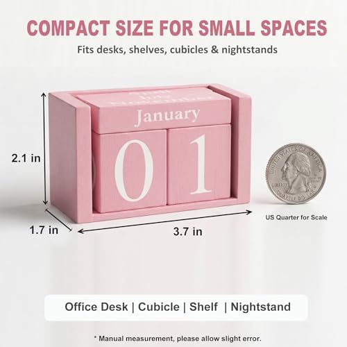MICKYU Pink Wooden Perpetual Block Calendar - Image 2