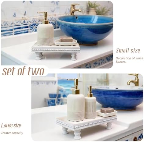 Wood Riser Bathroom Tray Pedestal Stand, Waterproof for Bathroom Counter - Image 6