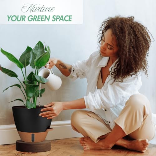8/10/12 Inch Self Watering Pots for Indoor/Outdoor Plants with Drainage - Image 3