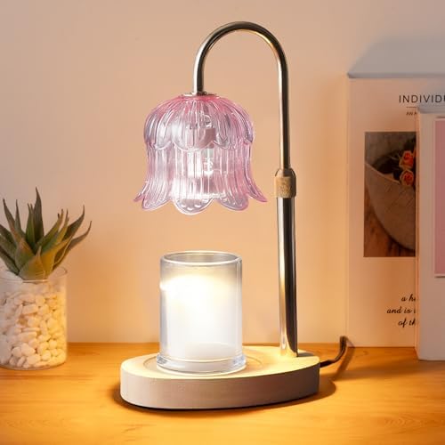 CRMILL Candle Warmer Lamp Electric Timer - Modern Home Decor Table Lights for Candles Warming Height Adjustable Dimmable Warmers Pink by Unknown