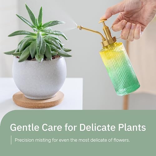 Useful Co. Yellow & Green Glass Plant Mister for inside, Mister for Plants, Plant Sprayer Mister, Decorative Plant Mister Spray Bottle with Adjustable Nozzle for indoor plants (230ml/ 7.8oz) - Image 4