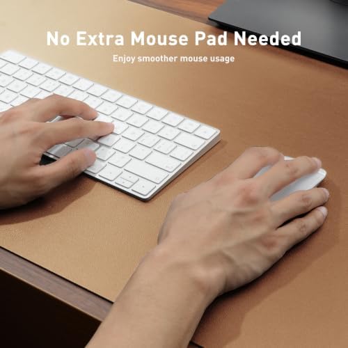 Aothia Faux Leather Desk Mat Mouse Pad, 55" x 17", Khaki - Image 5