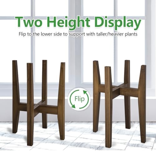 Rnined Plant Stand Indoor, Bamboo Plant Shelf, Adjustable Corner Plants Flower Holders Single Floor Plant Stand, Fits 8 to 12 Inches Pots,(Pot & Plant Not Included)(walnut) - Image 4