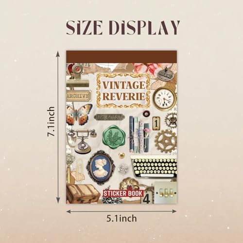 PRSTINCOL Vintage Sticker Book with 30 Pages and 300+ Aesthetic Stickers for Scrapbooking Supplies and Retro Bullet Journal - Image 3