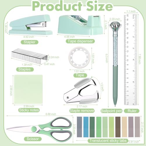 Marspark Sage Green Desk Accessories Office Supplies Set, 12 Pcs - Image 3