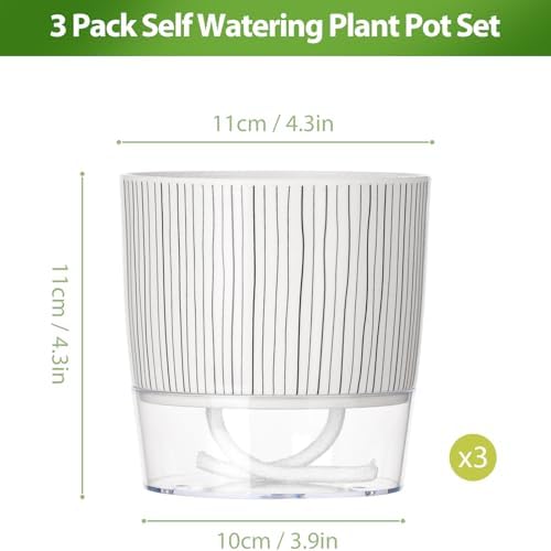 3 Pack Self Watering Pots Set, 4 Inch Self Watering Pots for Indoor Plants - Image 2