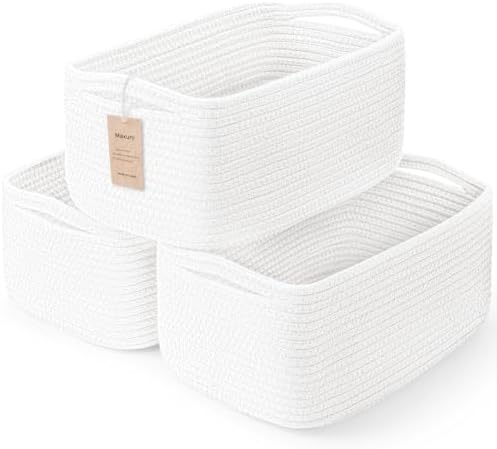 3 Pack Storage Baskets for Organizing, 13.7×9.5×6.3", White by MaxuniTechLife