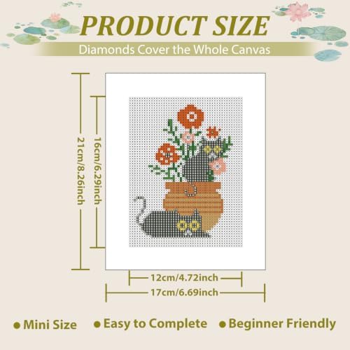 6 Pcs Small Diamond Art Kits Cats Plant Diamond Art Kits for Adults - Image 3