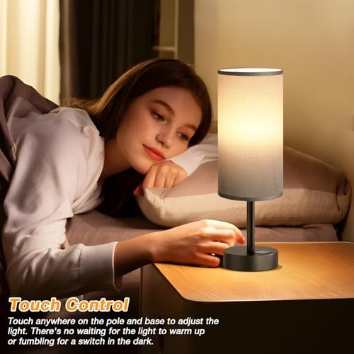 Dicoool Bedside Table Lamp for Bedroom - 3-Way Dimmable Touch Lamp, USB A+C - Image 2