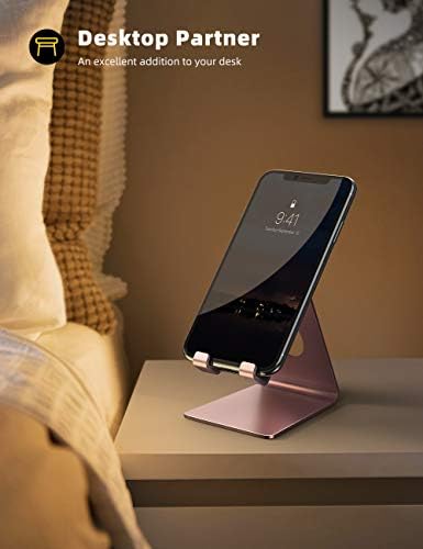 Lamicall Pink Phone Stand, Desk Accessories - Rose Gold Pink Cell Phone Holder, Office Decor, Office Desk Accessories, Suitable for iPhone 16 15 14 13 Pro Max, 4-8'' Phone - Image 5
