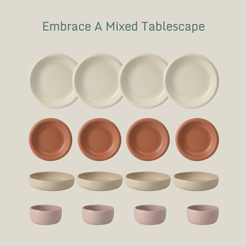 Bloomhouse Corsica Clay Dinnerware Set - Stackable Colorful Boho Reactive Glaze Plates and Bowls Set -2 Time Oprah's Favorite Things Brand- 16 Piece (Service for 4)- Matte Assorted Pottery Colors - Image 2