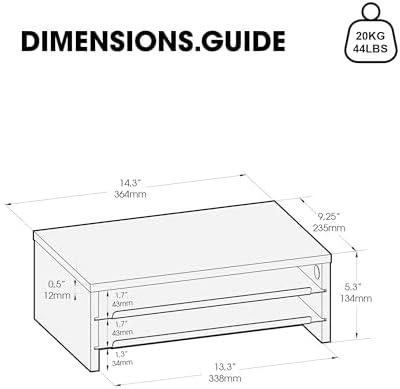 Fenge 14.3-Inch Monitor Stand with Slide-Out Trays, Wood & Metal Desk Shelf - Image 5