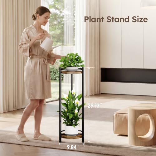 Homsorout 2 Tier Plant Stand Indoor Outdoor for Corner, Rustic - Image 5