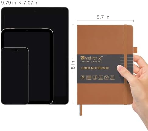 &And Per Se Lined Journal Notebook, 160 Pages, A5 5.7 x 8 inches College Ruled Thick Paper Notebook Journals for Writing, Hardcover Notebooks for Women Men Office School (1 Pack, Light Brown) - Image 3