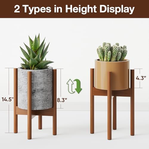 MUDEELA Plant Stand for Indoor, Bamboo Material, Dark Brown, 14.5 Inch Tall - Image 5