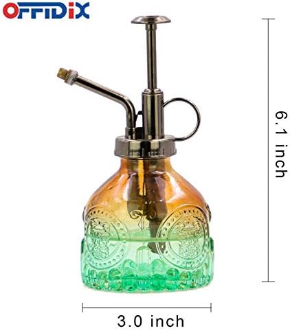 OFFIDIX Glass Plant Mister Spray Bottle, Vintage Spritzer, Succulent Watering Bottle with Bronze Plastic Top Pump, Small Sprayer Mister for Garden and Indoor Plants - Image 2