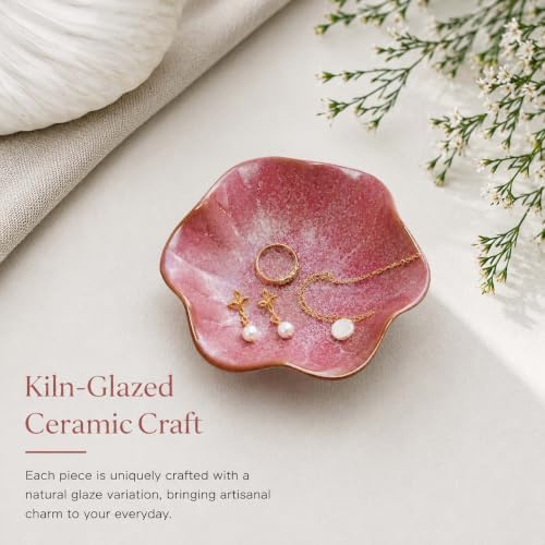 Pink Ceramic Lotus Leaf Jewelry Dish Tray, Ring Dish Gift for Women - Image 2