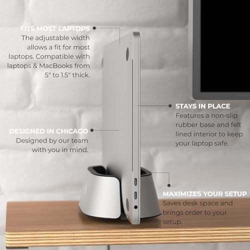 HumanCentric Vertical Laptop Stand in Silver Aluminum, Adjustable - Image 3