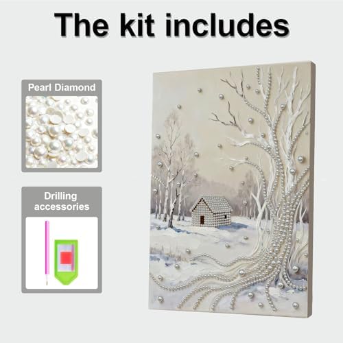 DIY Pearl Painting with Frame, Creative Design, Handmade Stress-Relieving Home Wall Decoration, Includes Frame and Tools-Snow Scene-2 - Image 7