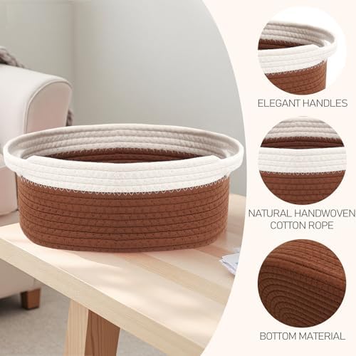 JMvicyroam Small Woven Basket, Empty Gift Basket, White&Brown/1 Pack - Image 3
