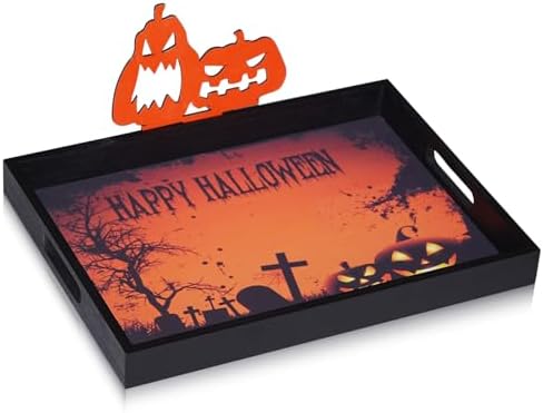 Krismax Halloween Decorations Decorative Serving Trays and Platters Pumpkin Tray - Snacks Bowl Candy Dish - for Breakfast, Lunch, Dinner, Appetizers - Food Tray by Home