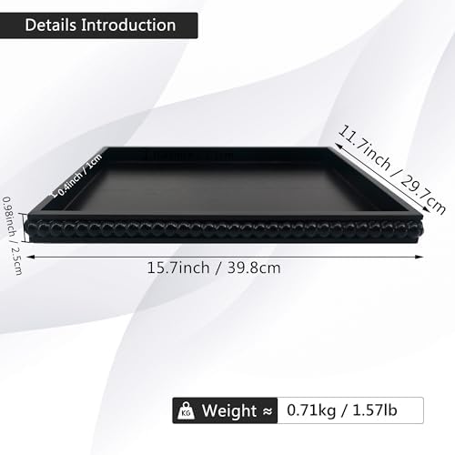 FramePro Decorative Tray 12x16 Rectangular Wood Beaded - Black Serving Tray for Living Room, Coffee Table, Kitchen or Farmhouse Display - Image 3