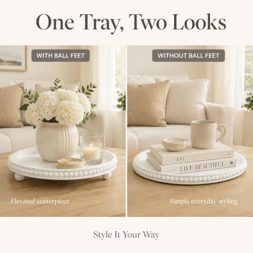 Decorative Coffee Table Tray, Round Wooden Tray for Decor - Image 6