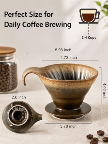 Gomakren Pour Over Coffee Maker Single-Hole Cone, Ceramic Coffee Dripper - Image 2