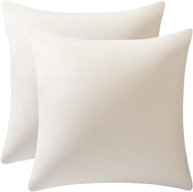 Couch Pillow Covers 24x24 Cream: 2 Pack Cozy Soft Velvet Square Throw Pillow Cases for Farmhouse Home Decor