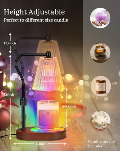 Engpure Candle Warmer Lamp with 7 LED Colors Lamp,Candle Warmer with Timer Dimmer Adjustable Height,Christmas Gift for Women Mom,Birthday Gifts for Women Mom - Image 4